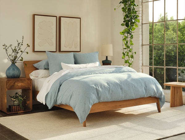 Coyuchi Cambria Embroidered Organic Linen Duvet Cover