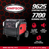 Simpson SGS7796 Generator 7700/9625W Inverter Dual Fuel Gas Propane Electric Start CO Sensor New