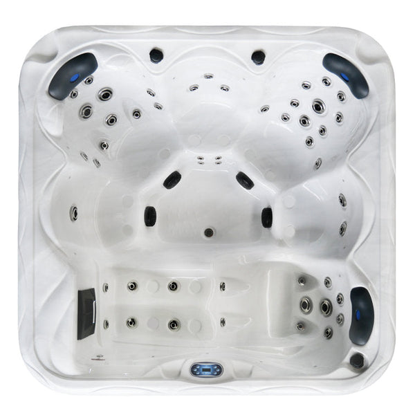 Sol 72 Outdoor™ Brophy 6 – Person 67 – Jet Acrylic Square Hot Tub with Ozonator in Dark Gray