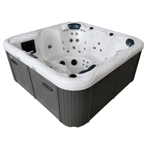 Sol 72 Outdoor™ Brophy 6 – Person 67 – Jet Acrylic Square Hot Tub with Ozonator in Dark Gray