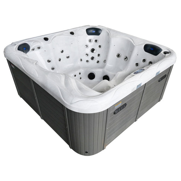 Sol 72 Outdoor™ Brophy 6 – Person 67 – Jet Acrylic Square Hot Tub with Ozonator in Dark Gray