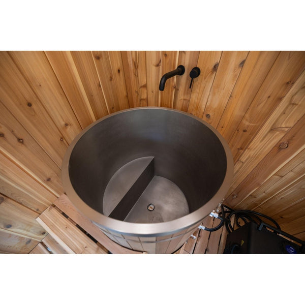 Sweaty Yeti Sauna Plus 6-8 Person Outdoor Sauna & Barrel Cold Plunge Cabin 8 x 17 ft