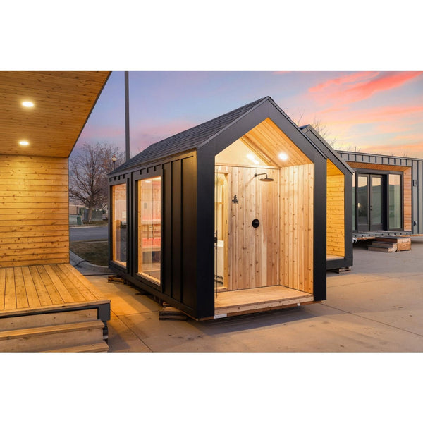 Sweaty Yeti Sauna Plus 6-8 Person Outdoor Sauna & Barrel Cold Plunge Cabin 8 x 17 ft