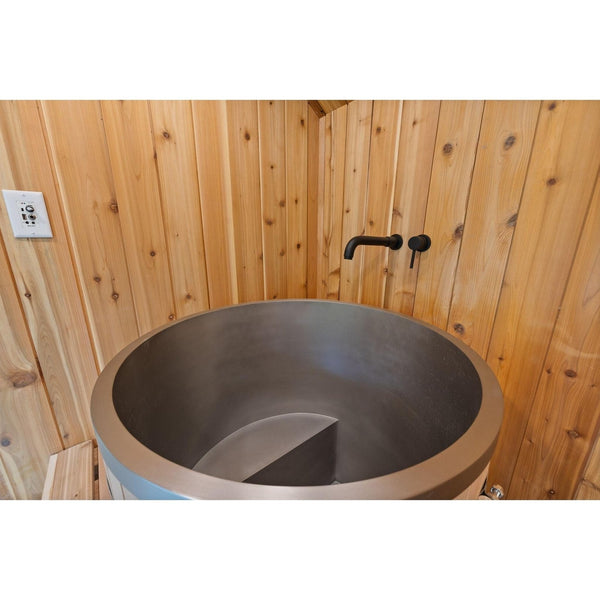 Sweaty Yeti Sauna Plus 6-8 Person Outdoor Sauna & Barrel Cold Plunge Cabin 8 x 17 ft