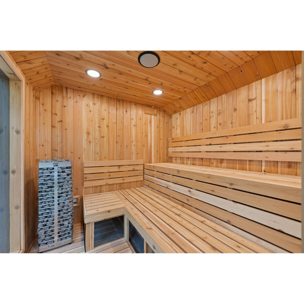Sweaty Yeti Sauna Plus 6-8 Person Outdoor Sauna & Barrel Cold Plunge Cabin 8 x 17 ft