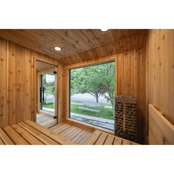 Sweaty Yeti Sauna Plus 6-8 Person Outdoor Sauna & Barrel Cold Plunge Cabin 8 x 17 ft