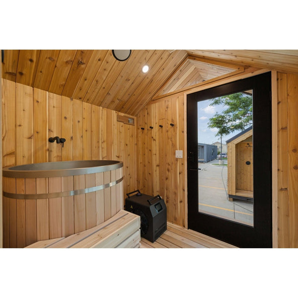 Sweaty Yeti Sauna Plus 6-8 Person Outdoor Sauna & Barrel Cold Plunge Cabin 8 x 17 ft