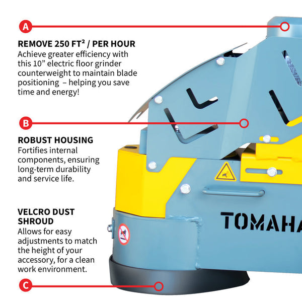 Tomahawk Power TGDR10 10" Electric Concrete Grinder w/ 1.5 HP Motor