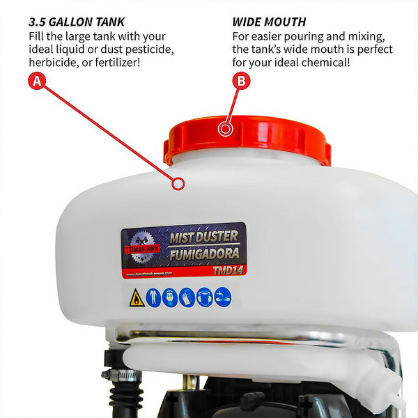 Tomahawk Power TMD14 3 HP 3.7 Gallon Turbo Boosted Pest Control Backpack Sprayer