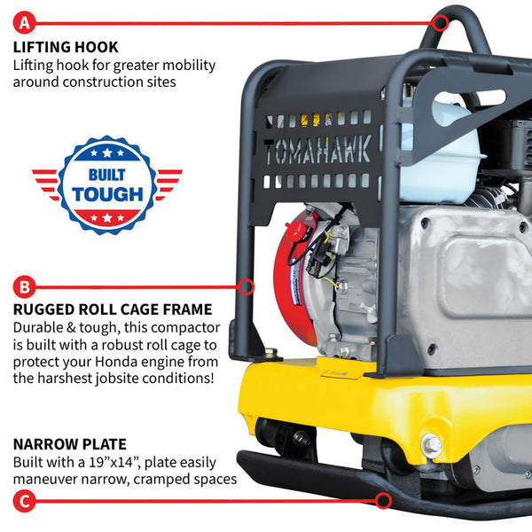 Tomahawk Power TPC100H 5.5HP Honda 19x14" Reverse Plate Compactor
