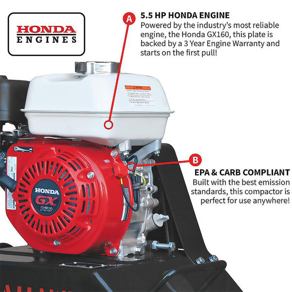 Tomahawk Power TPC80H 5.5 HP GX160 Honda Vibratory Plate Soil Compactor Tamper