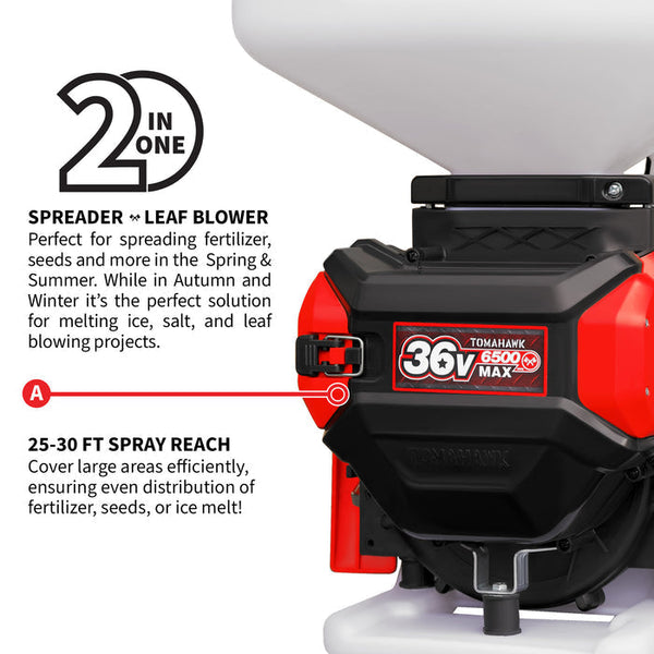 Tomahawk Power eTGS30 36V 5 Gallon Battery Powered Spreader Broadcast Lawn Seed