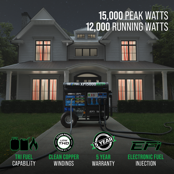 DuroMax XP15000HXT+ Tri-Fuel Portable Generator 15000W