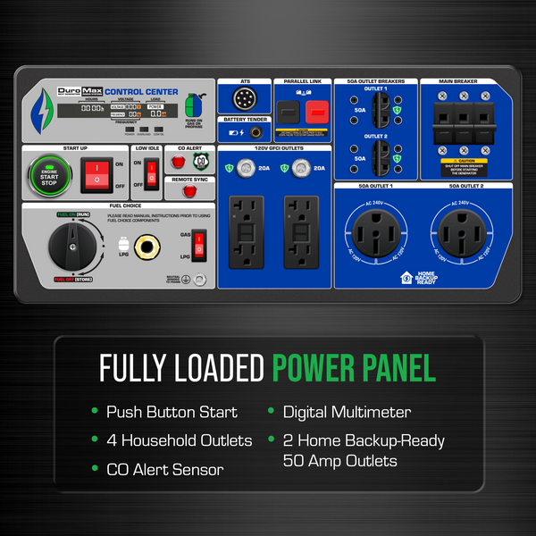 DuroMax XP16000iH 16,000 Watt Dual Fuel Portable Inverter Generator - Quiet, Low THD