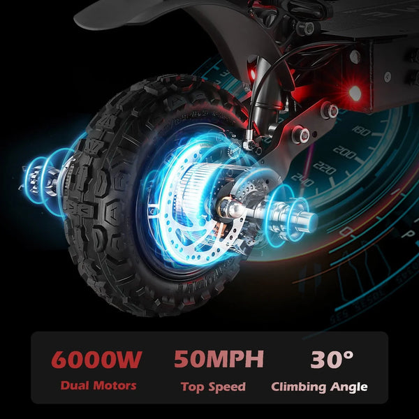 M YUME SCOOTER Y11+ Dual Motors 6000W 50 Miles Long Range and 50 mph Fastests Electric Scooters for Adults
