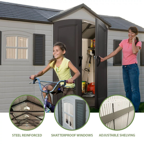 Lifetime Storage Shed: lifetime Garden Building Shed – 15′ X 8′ – Gray