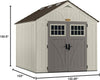 Suncast 8×10 Ft. Outdoor Storage Shed – Large Resin Outdoor Shed with Floor Included, Lockable Double Doors & Skylights. 547 Cu Ft Tremont Garden Resin Sheds for Lawn Tools, Riding Mowers, & Bikes