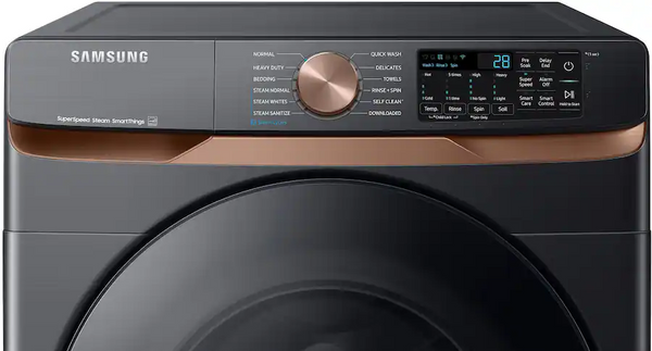 Samsung - 5.0 Cu. Ft. High-Efficiency Stackable Smart Front Load Washer with Steam and Super Speed Wash - Brushed Black