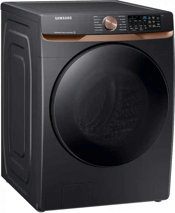 Samsung - 5.0 Cu. Ft. High-Efficiency Stackable Smart Front Load Washer with Steam and Super Speed Wash - Brushed Black