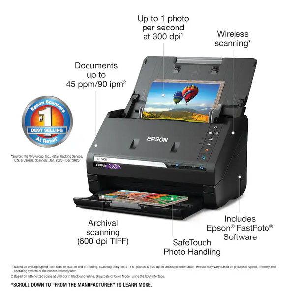 Epson - FastFoto FF-680W Wireless High-speed Photo Scanning System - Black