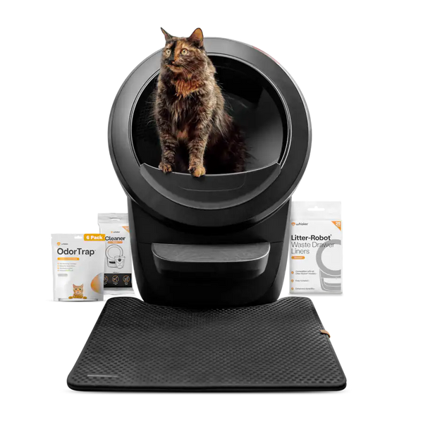 Whisker - Litter-Robot® 4 Smart App-Controlled Self-Cleaning Litter Box Core Accessories Bundle - Black