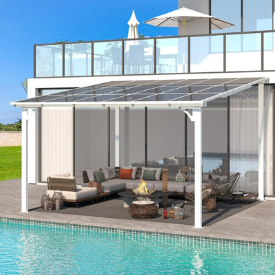Aecojoy 12 ft x 12 ft White Aluminum Pergola with Canopys