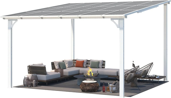 Aecojoy 12 ft x 12 ft White Aluminum Pergola with Canopys