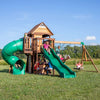 Backyard Discovery Cedar Cove Wooden Swing Set with Dual Slides & Playhouse
