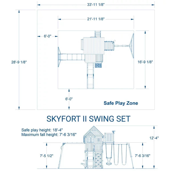 Backyard Discovery Skyfort II Wooden Swing Set with Wave Slide