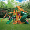 Gorilla Playsets Mountaineer Treehouse Wooden Swing Set with Tube Slide