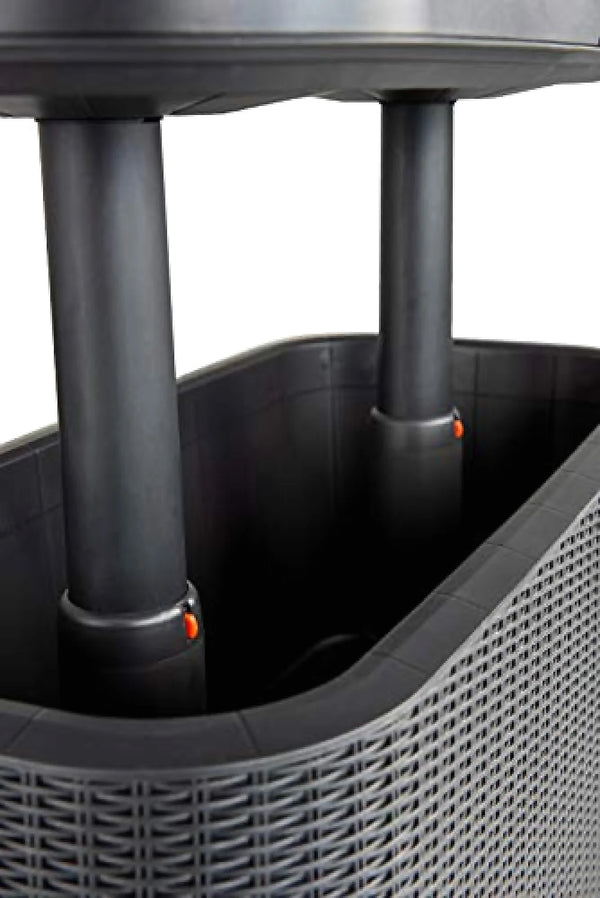 Keter Bevy Bar 2-in-1 Pop-Up Outdoor Cocktail Table & 15.85 Gallon Cooler, Anthracite Grey