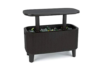 Keter Bevy Bar 2-in-1 Pop-Up Outdoor Cocktail Table & 15.85 Gallon Cooler, Anthracite Grey