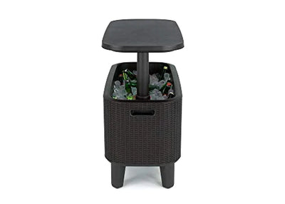 Keter Bevy Bar 2-in-1 Pop-Up Outdoor Cocktail Table & 15.85 Gallon Cooler, Anthracite Grey