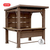 Keter Signature Collection 7.5 x 6.5 ft. Bar Gazebo with Shelves and TV Mount, Pine Brown