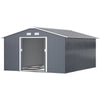 Outsunny Outdoor Storage Shed Dark Gray 11’×13′ Galvanized Steel