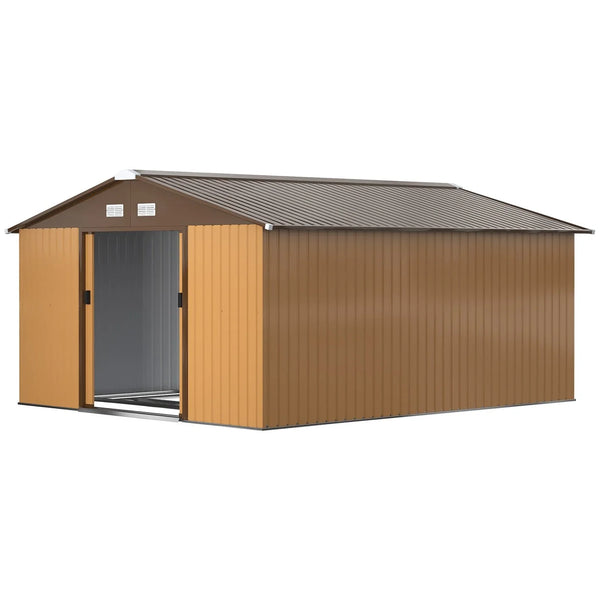 Outsunny Outdoor Storage Shed Yellow 11’×13′ Galvanized Steel