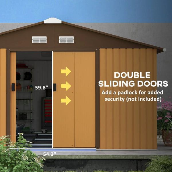 Outsunny Outdoor Storage Shed Yellow 11’×13′ Galvanized Steel