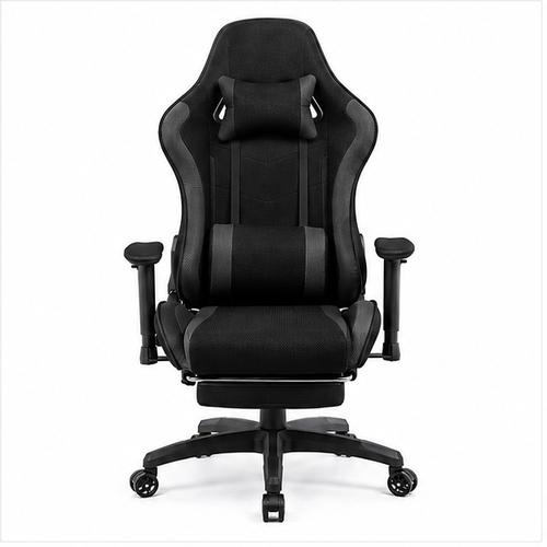 Gaming Chair with Adjustable Lumbar Support Breathable Fabric & Spring Cushioning