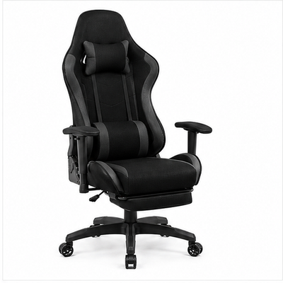 Gaming Chair with Adjustable Lumbar Support Breathable Fabric & Spring Cushioning