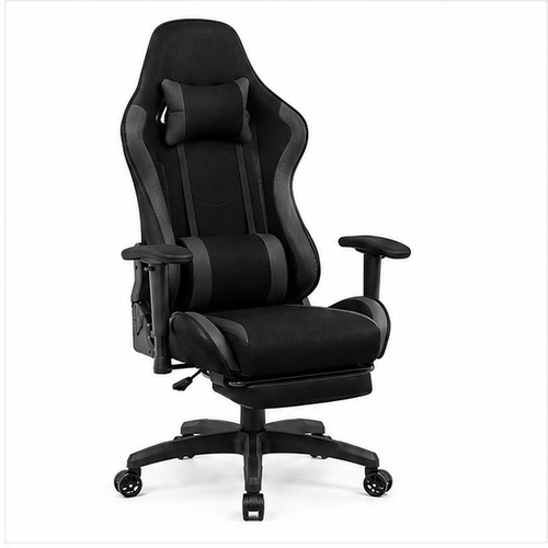 Gaming Chair with Adjustable Lumbar Support Breathable Fabric & Spring Cushioning