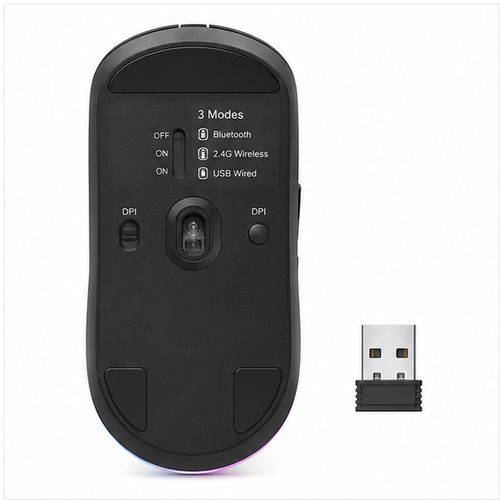 3-Mode Rechargeable Gaming Mouse 3500 DPI Bluetooth 2.4GHz Wireless & USB RGB