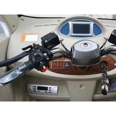 GIO GOLF ENCLOSED MOBILITY SCOOTER 60V 1200W, top speed 18mph, Range up to 30 miles, backup camera, heater, fan, alarm, media center, 500lb load capacity
