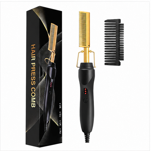 2-in-1 Electric Hair Straightening Comb Heated Hair & Beard Styling Brush