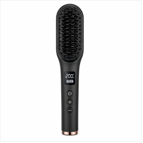 Rechargeable Hair Straightening Brush 160–200°C Digital Temperature Control Portable