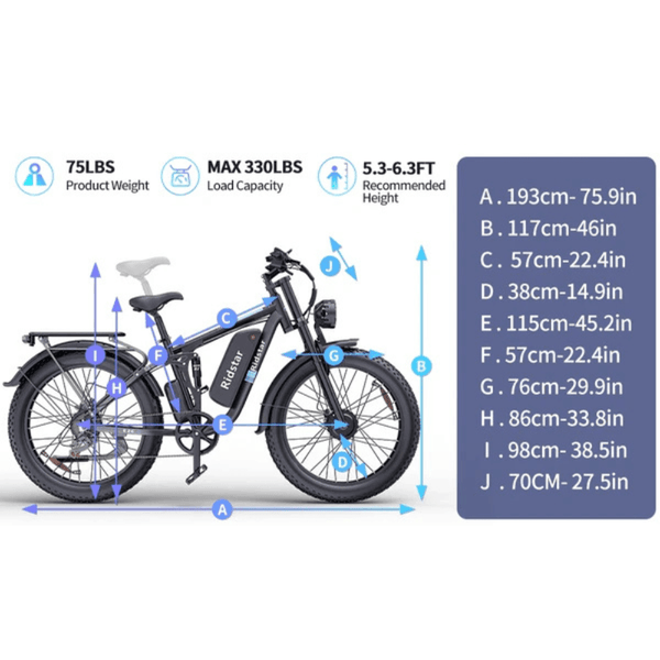 Ridstar E26 Pro 2000W 48V Electric Bike