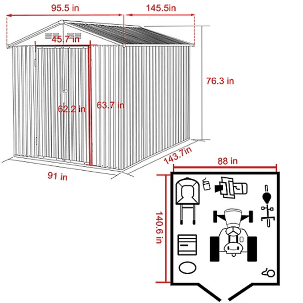 Veikous Outdoor Storage Shed 2.44m x 3.66m