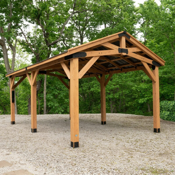 Backyard Discovery Norwood Wood Gazebo Carport 6.1m x 3.7m