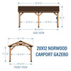 Backyard Discovery Norwood Wood Gazebo Carport 6.1m x 3.7m