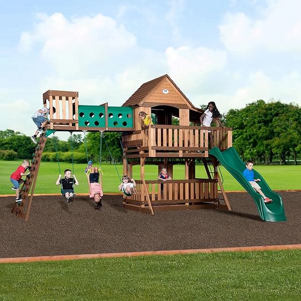 Backyard Discovery Woodridge Elite Wooden Swing Set Playset