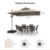 PURPLE LEAF Double Top Deluxe Solar LED Patio Umbrella
